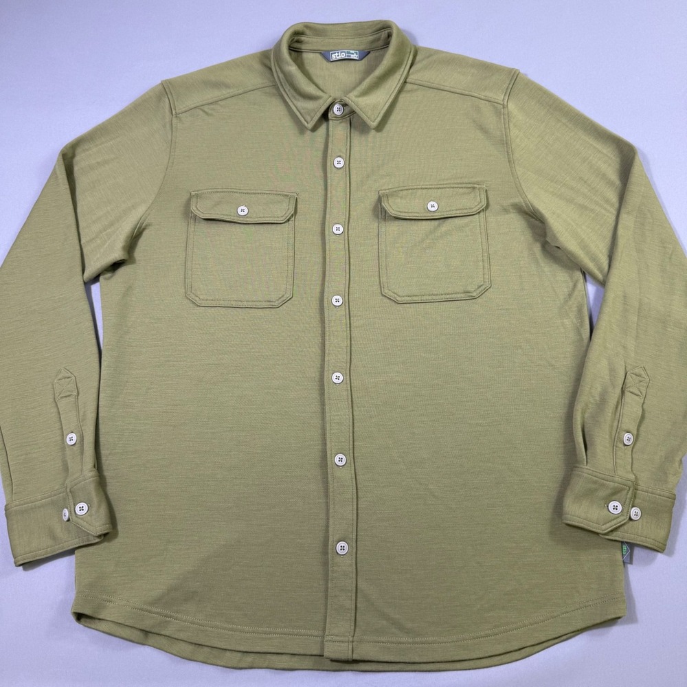 Stio Alpin Wool Blend Shirt Mens XL Green Long Sleeve Button Up Gorpcore Outdoor